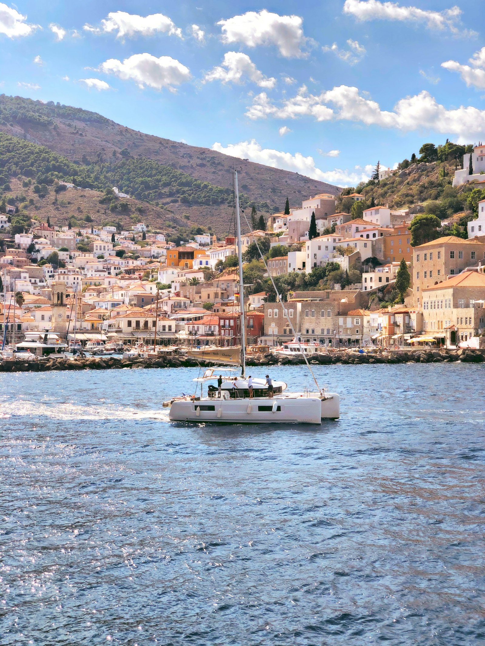 A boat in the harbour of Hydra island, Greece