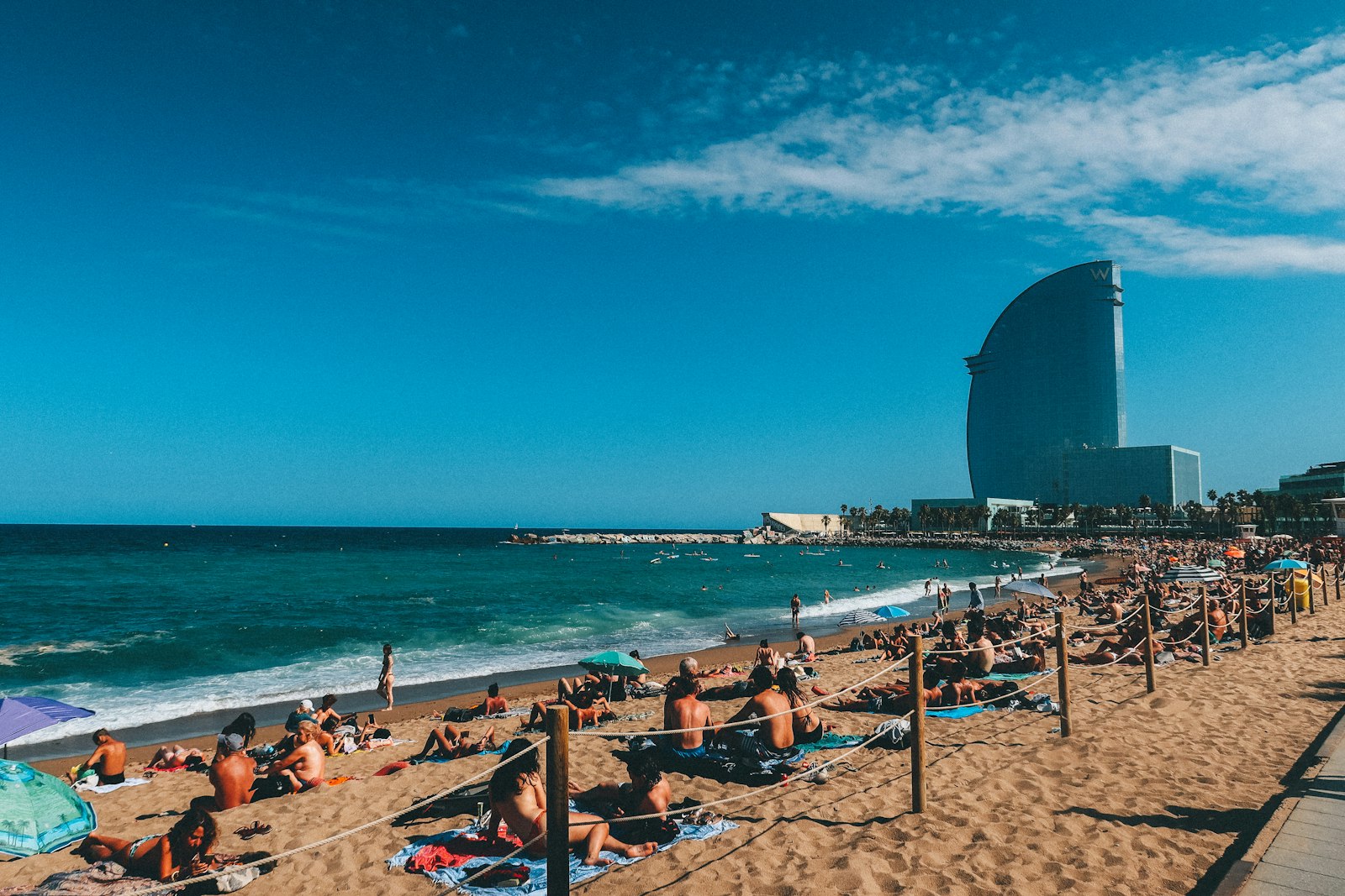 The beach at Barceloneta, Barcelona
