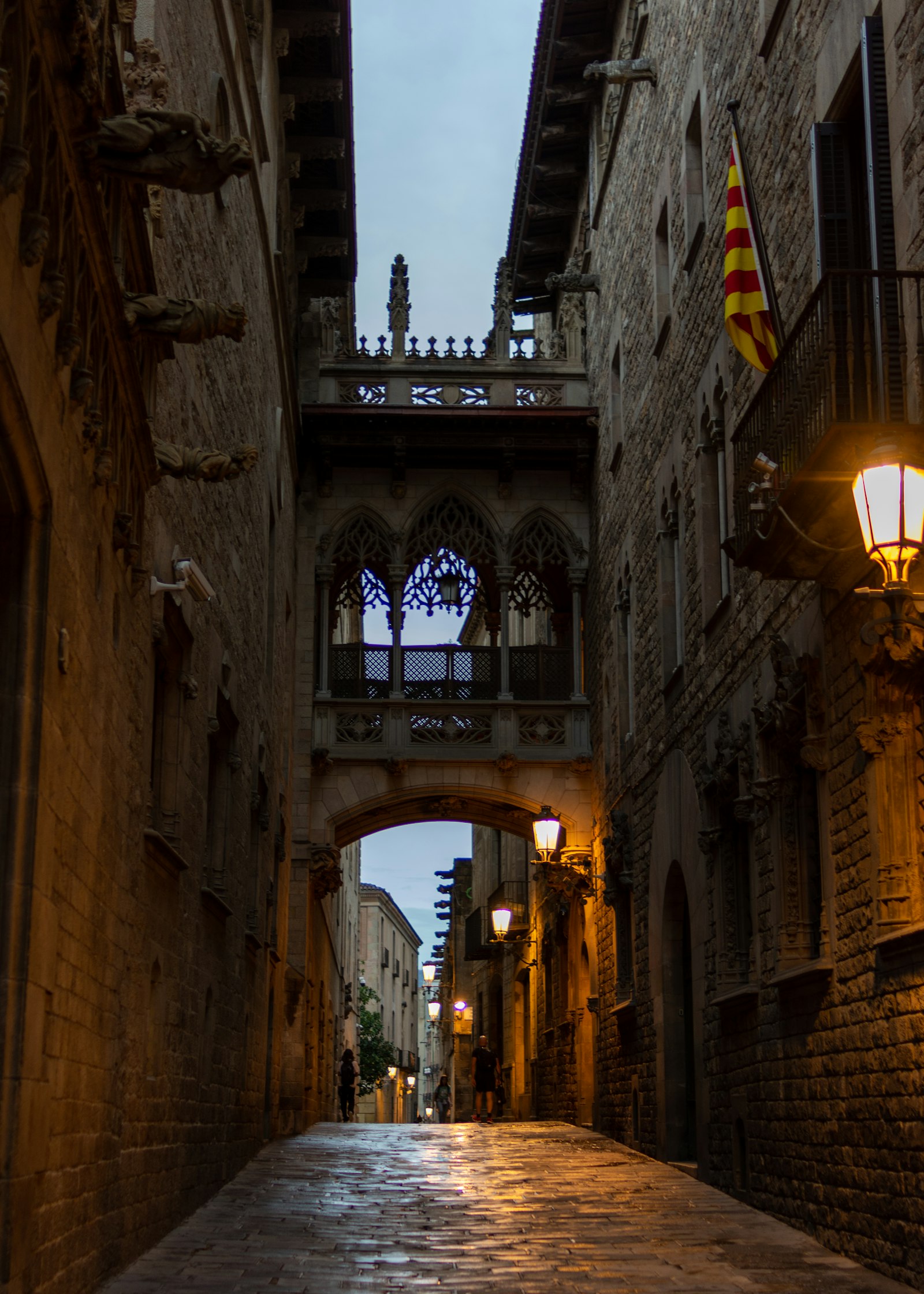A narrow bridge over an alley in the Gothic Quarter