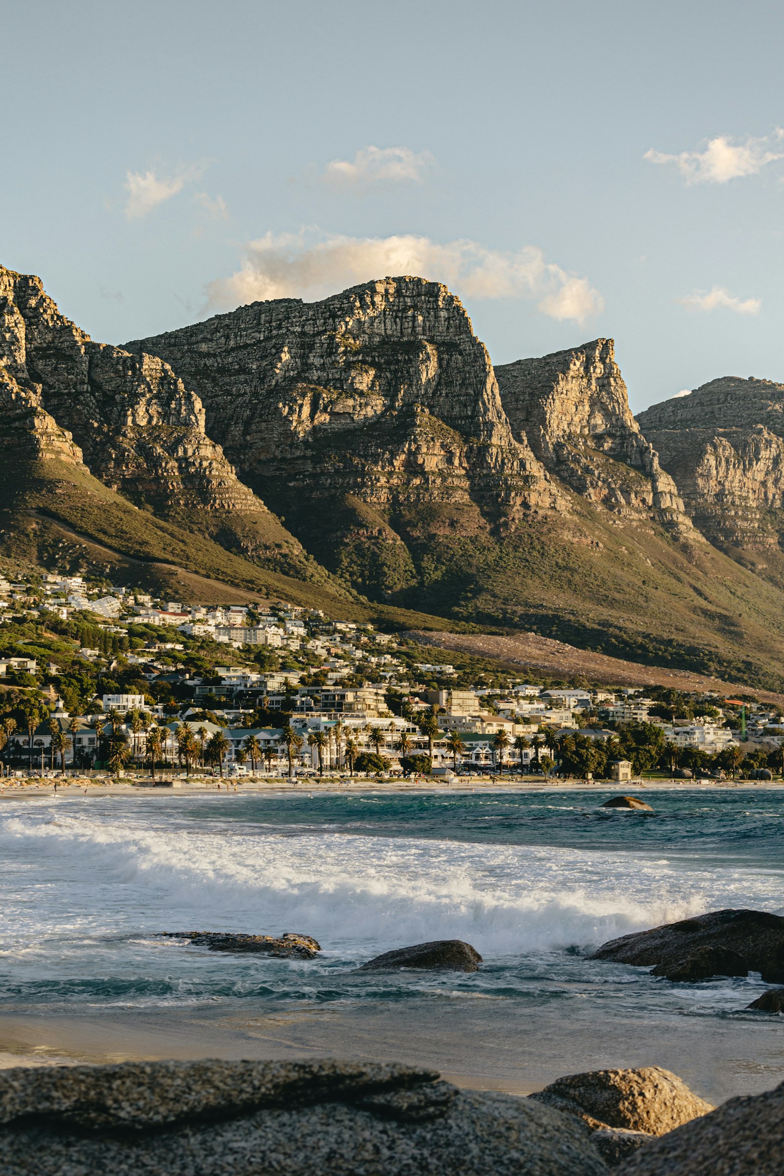 Camps Bay beach with mountains behind, Cape Town