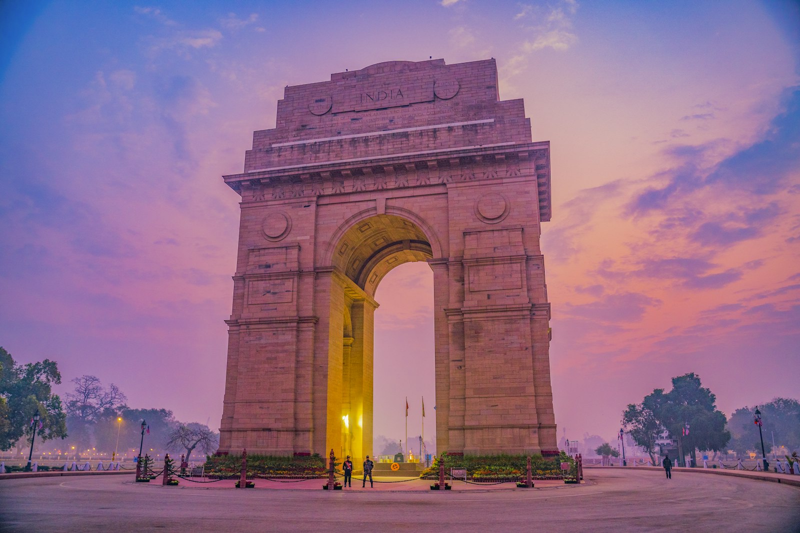 The India Gate war memorial in New Delhi, India