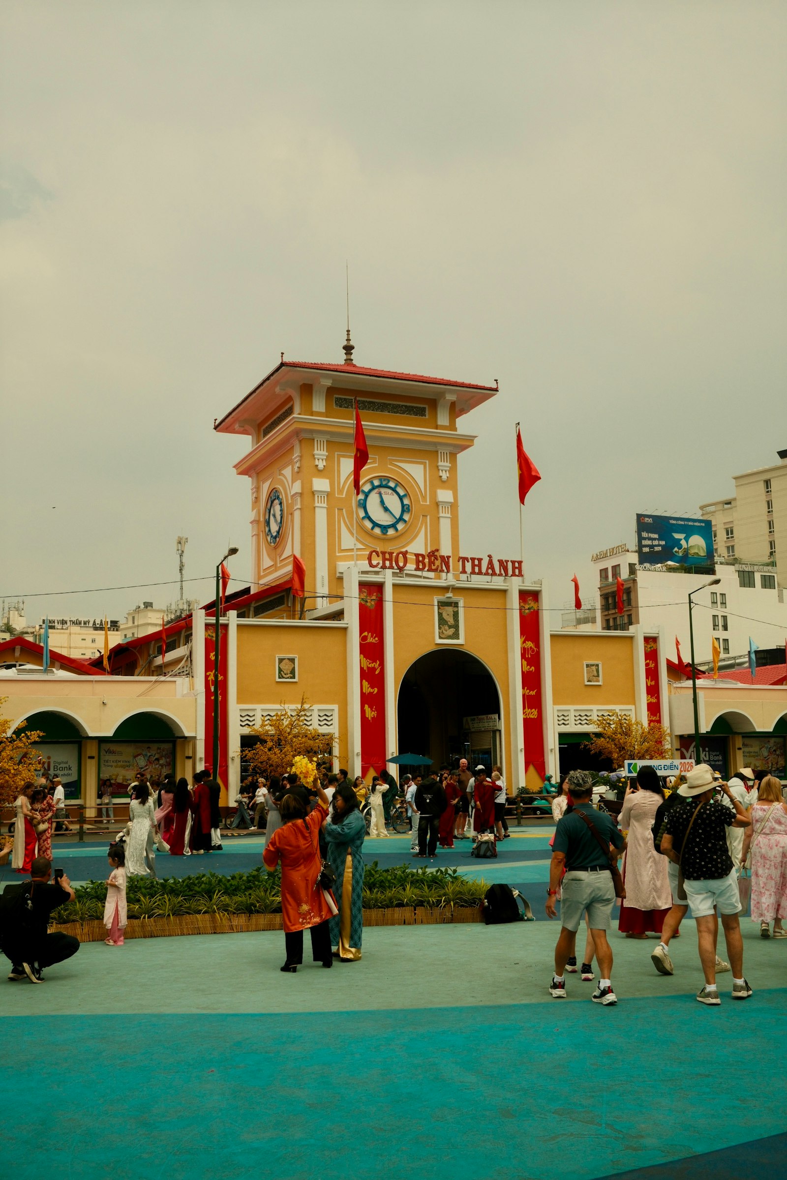 The Ben Thanh Market entrance in Saigon