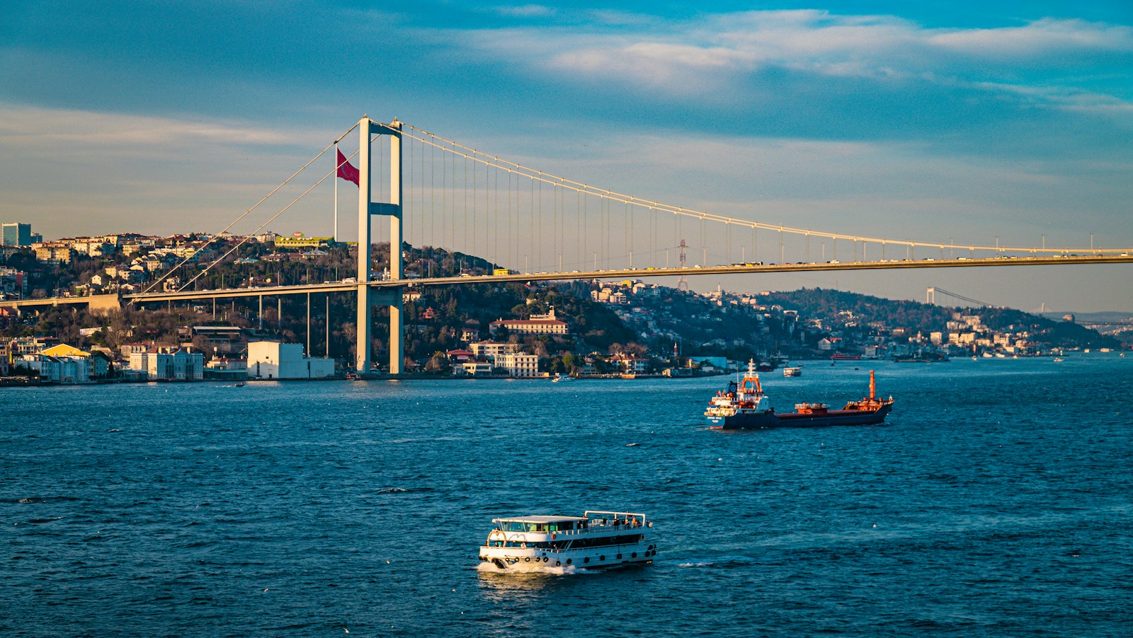 A bridge spanning the Bosphorus in Istanbul