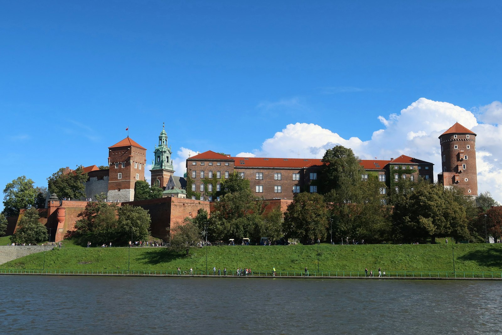 Wawel castle above the Vistula river in Krakow