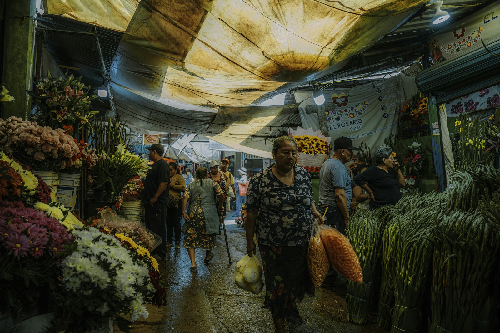 A vibrant flower market in Mexico City