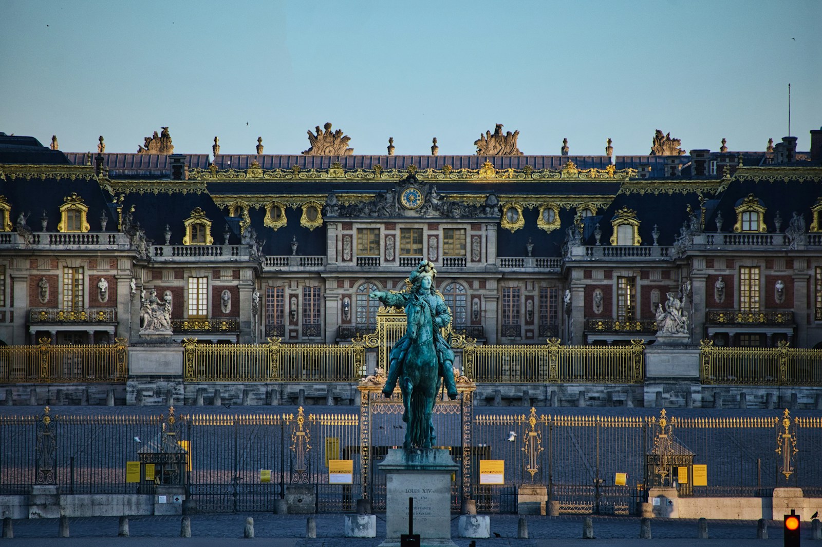 The equestrian statue and palace at Versailles, near Paris, France