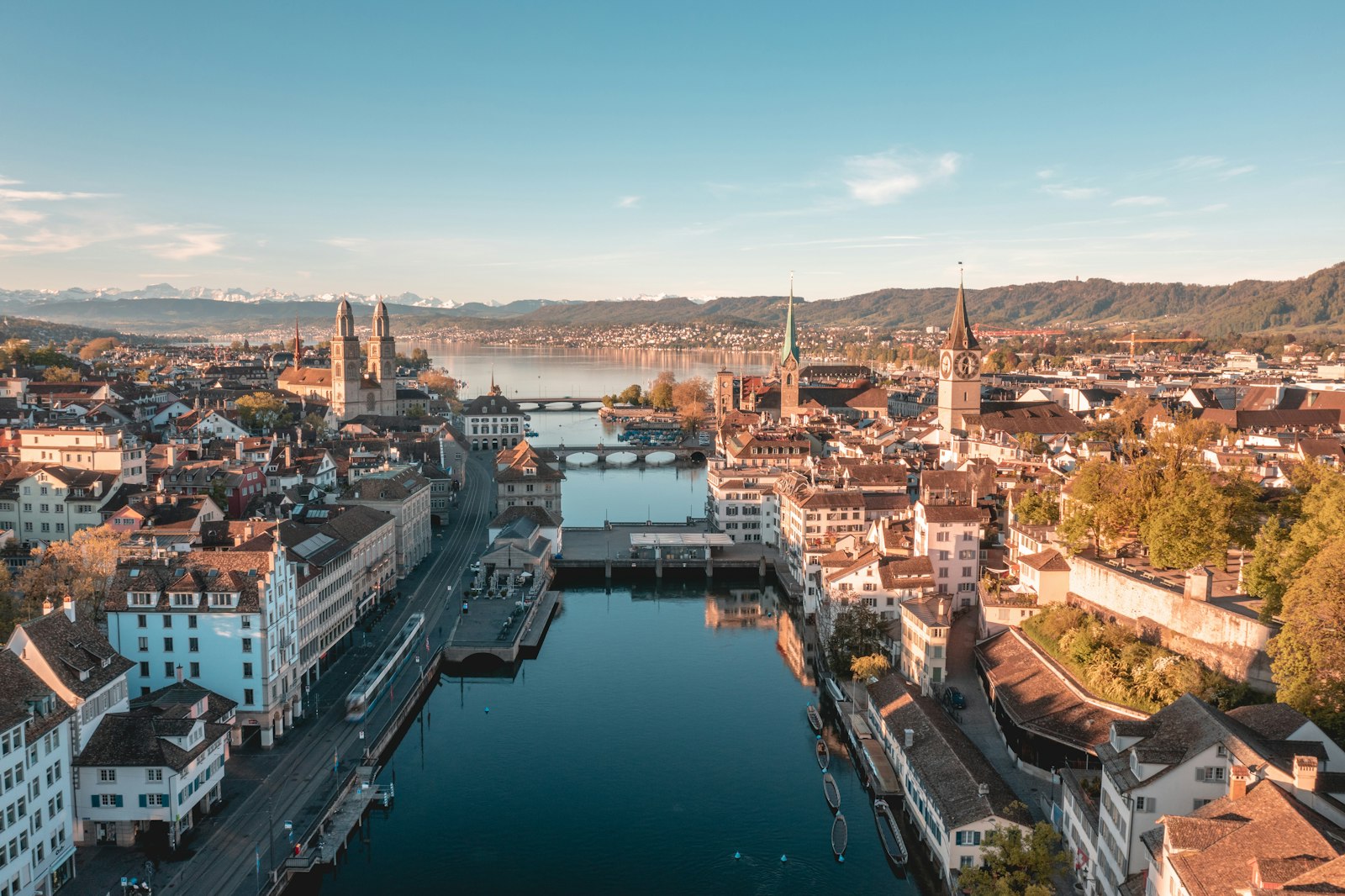 The Limmat river running through Zurich's old town