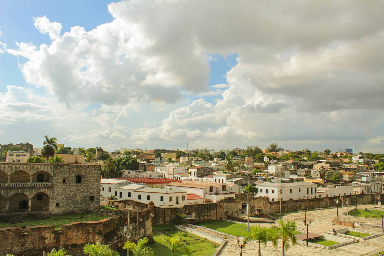The colonial old town of Santo Domingo with the stone Alcazar de Colon and terracotta rooftops