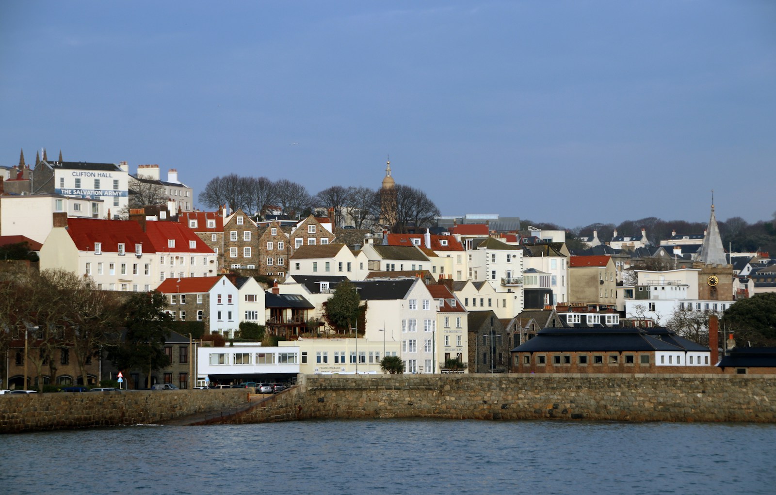 The town of St Peter Port rising from its harbour, Guernsey