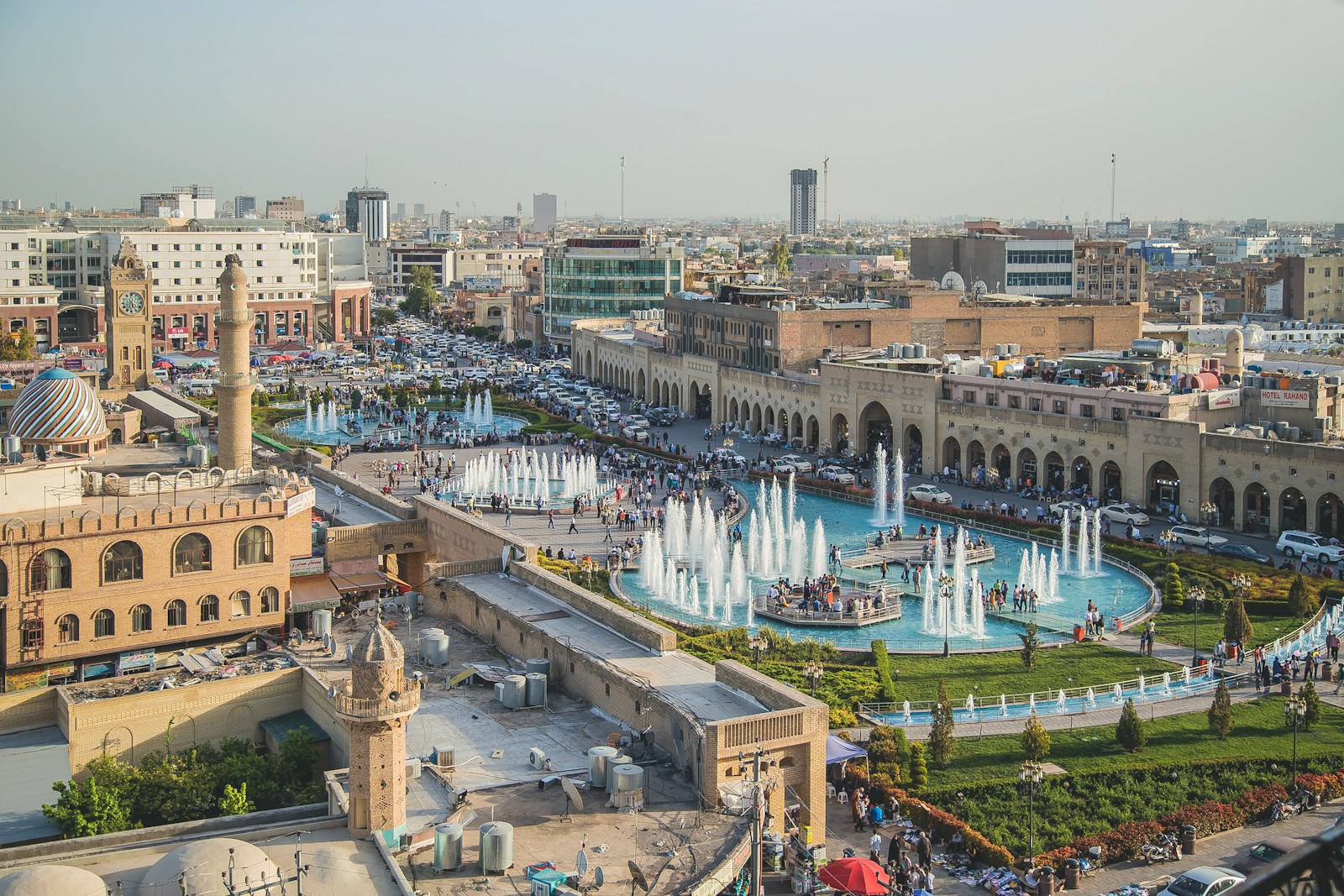 The fountains and bazaar of central Erbil, Kurdistan, Iraq