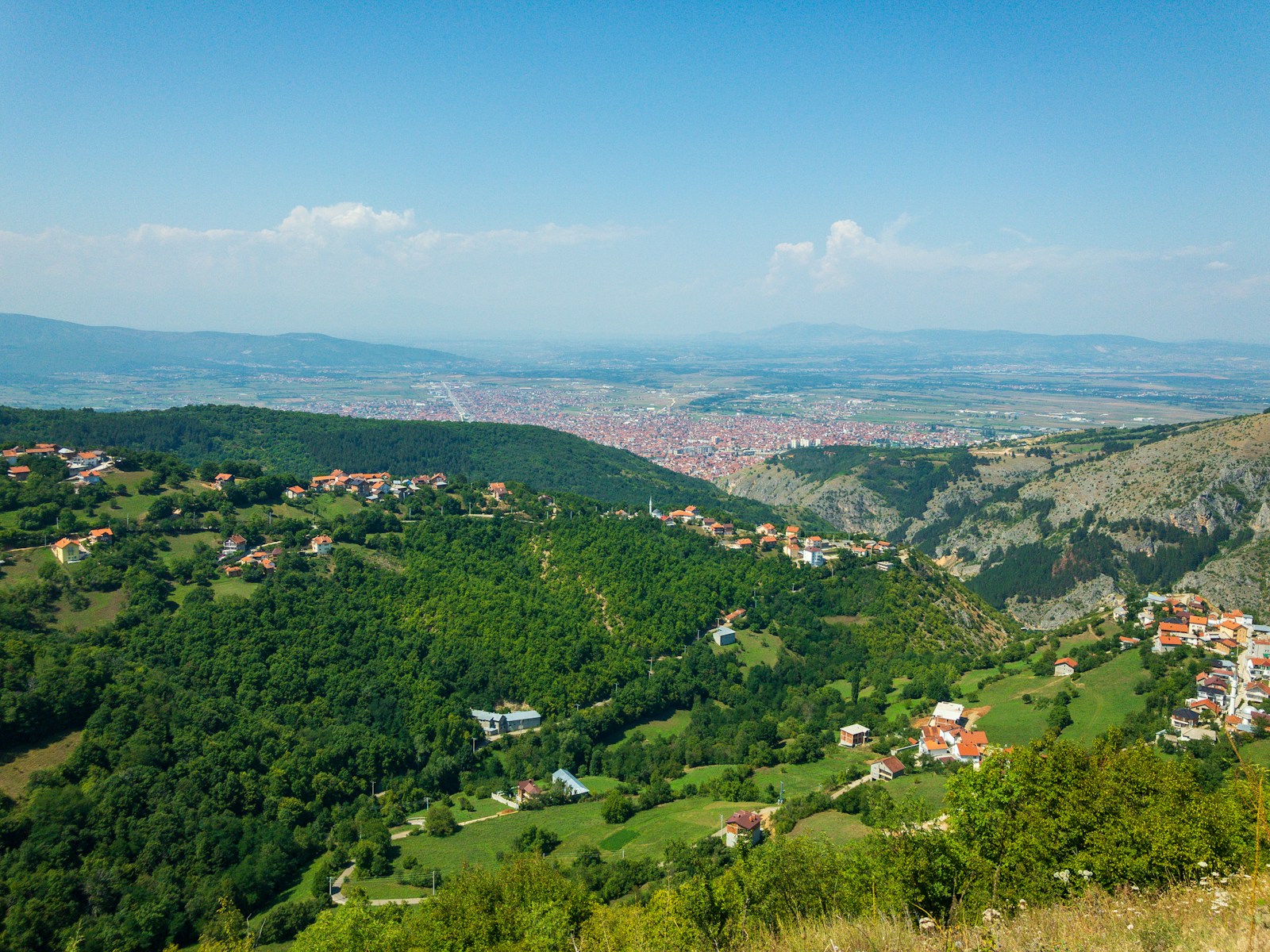 Green hills and villages above Prizren, Kosovo
