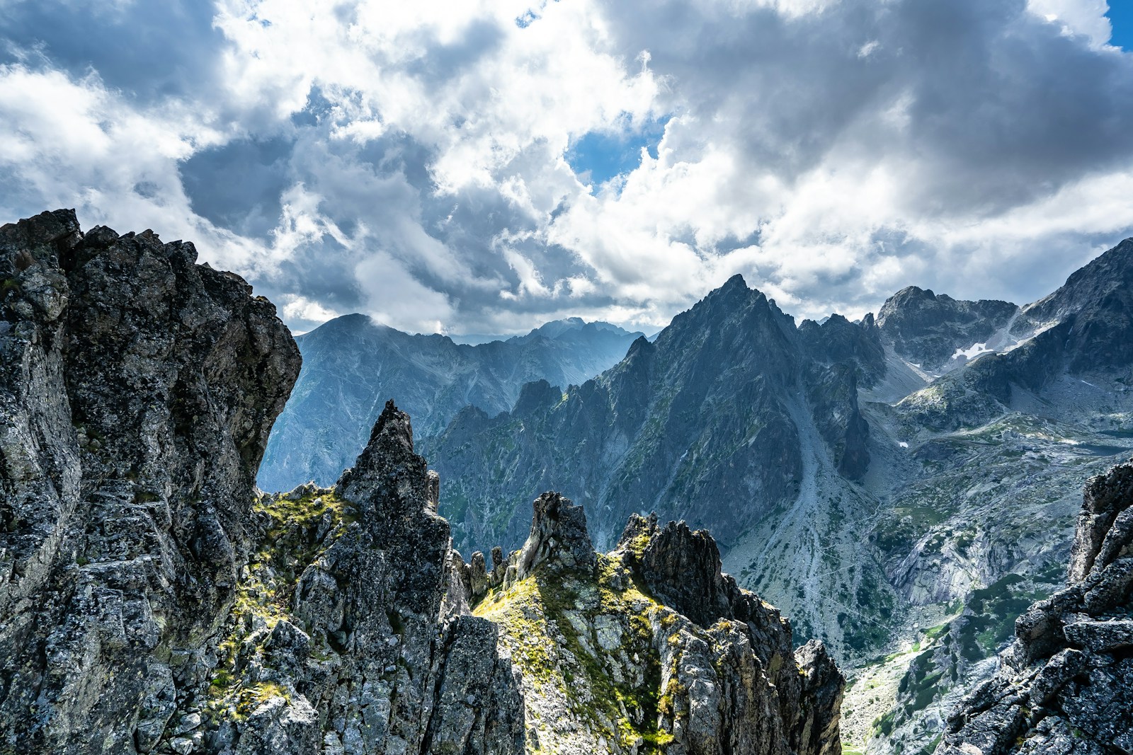 Jagged rocky peaks of the High Tatras under a dramatic sky, Slovakia