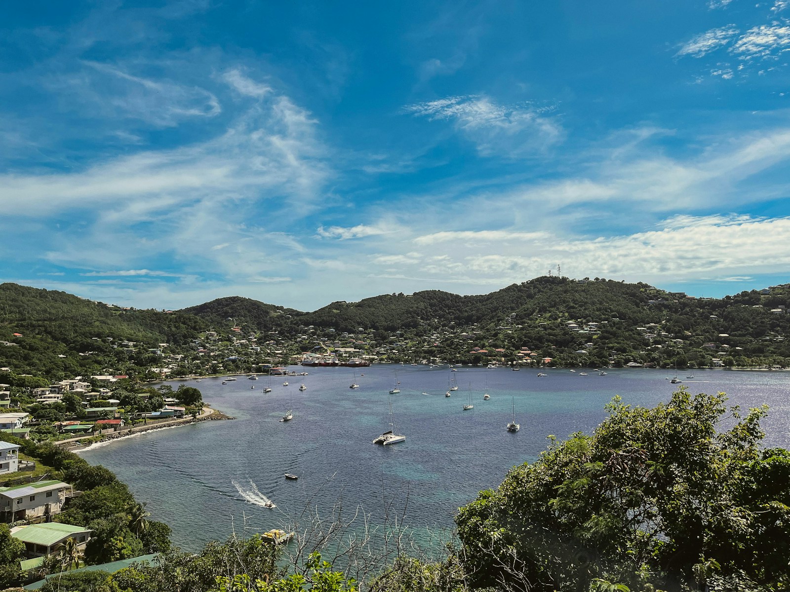 Yachts anchored in Admiralty Bay at Port Elizabeth, Bequia