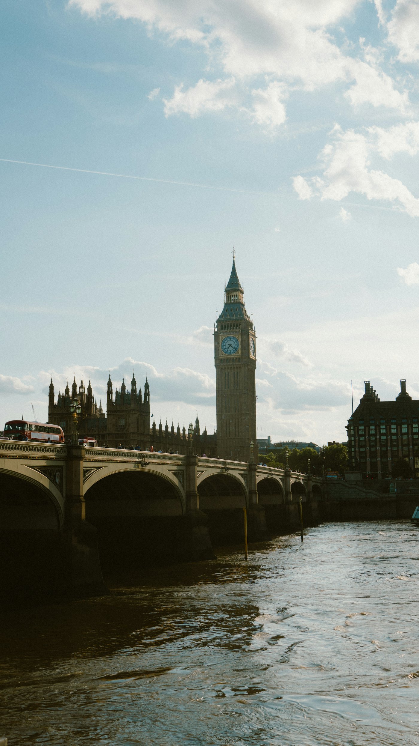 Big Ben and Westminster Bridge over the River Thames in London