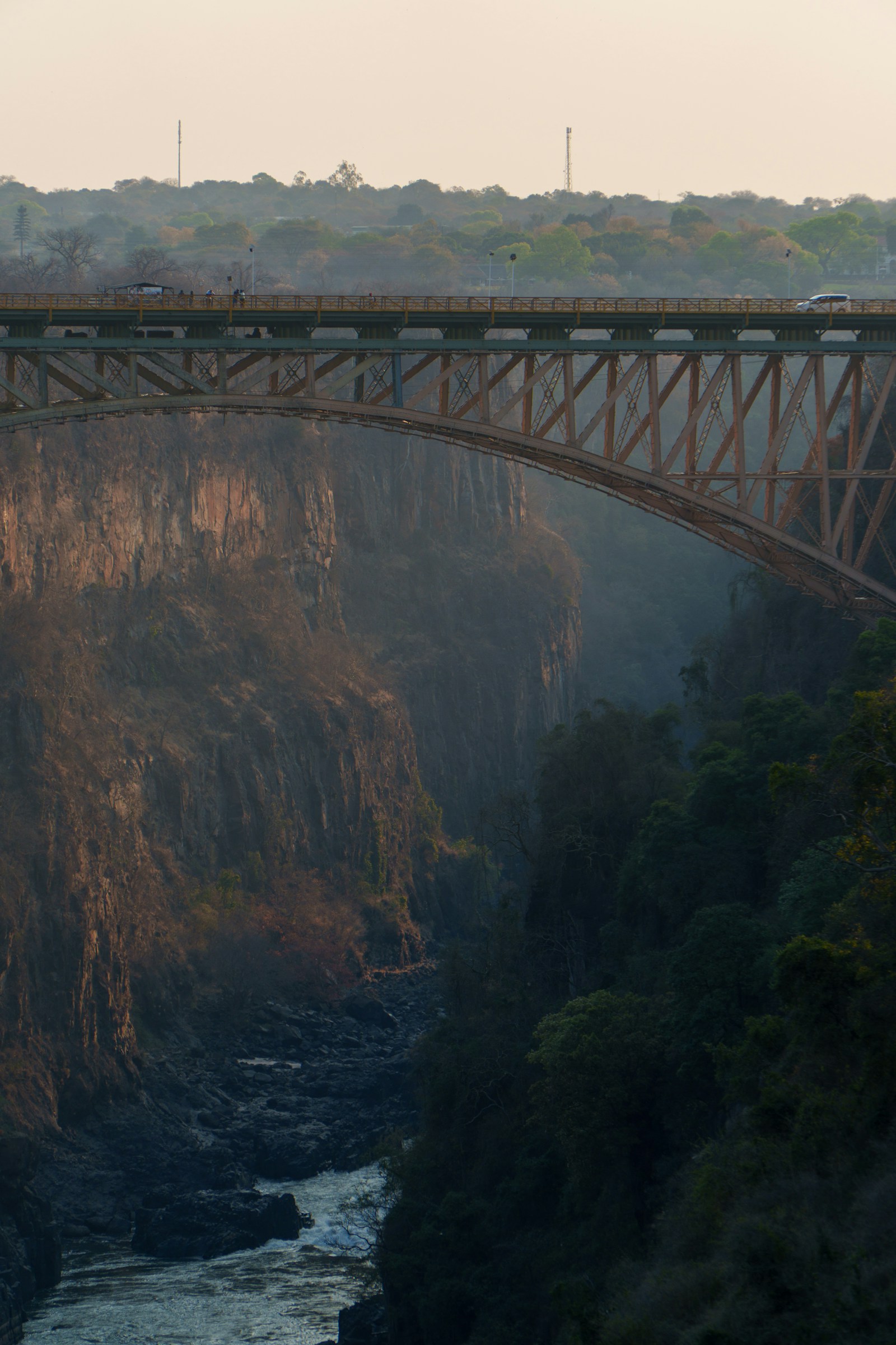 The Victoria Falls Bridge spanning the Zambezi gorge between Zambia and Zimbabwe